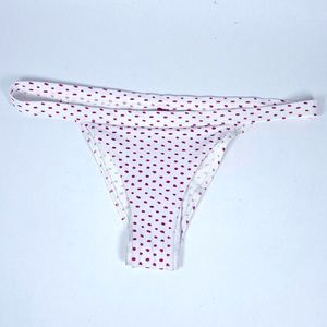Polka Dot Bikini Bottoms Cheeky Size 10 White and Pink